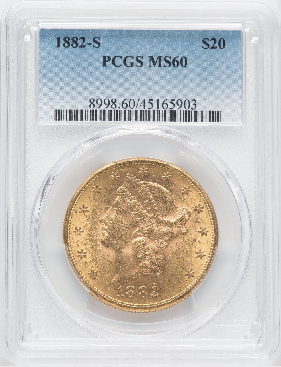 1882-S $20 Liberty Double Eagle PCGS MS60