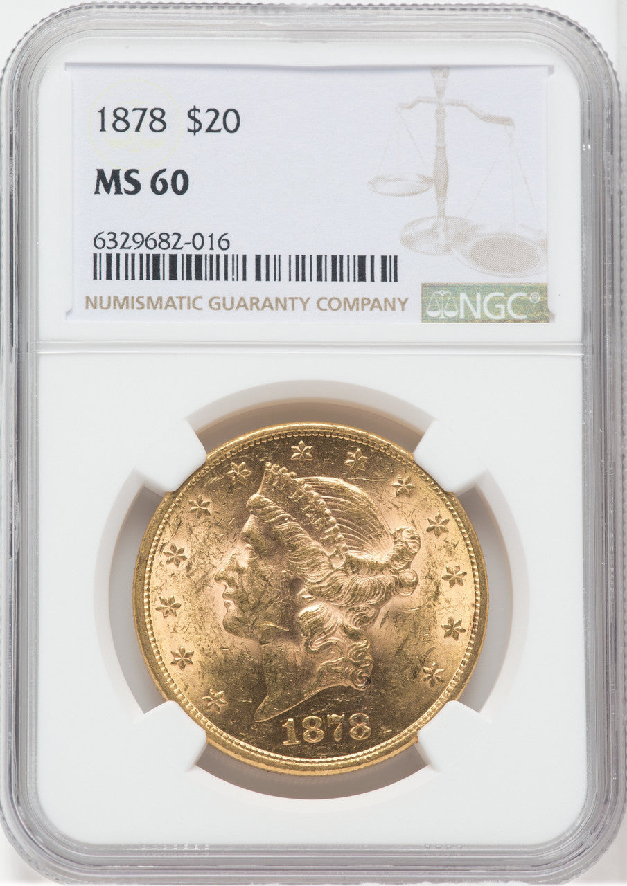 1878 $20 Liberty Double Eagle NGC MS60