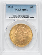 1878 $20 Liberty Double Eagle PCGS MS62