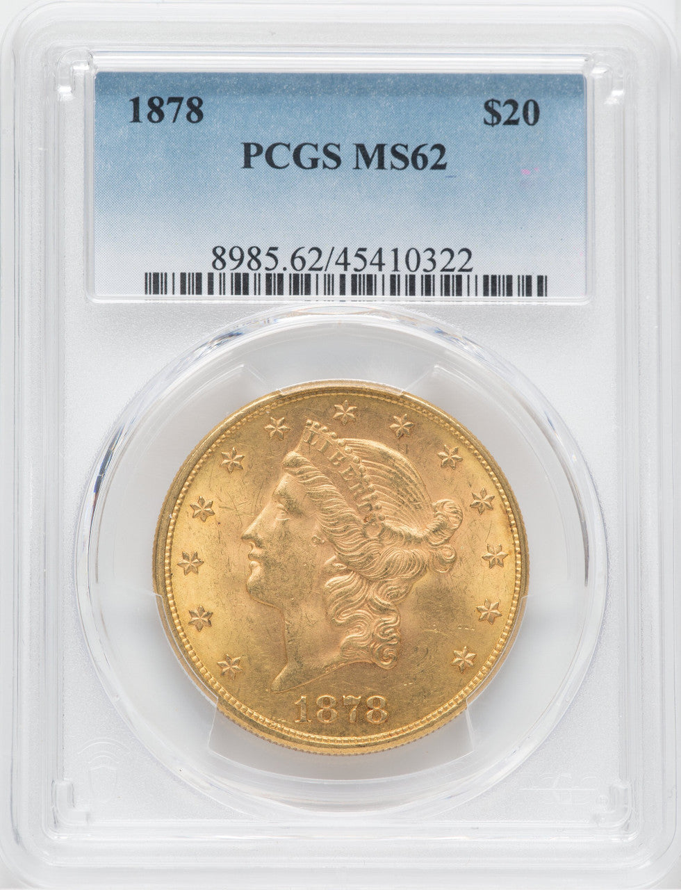 1878 $20 Liberty Double Eagle PCGS MS62