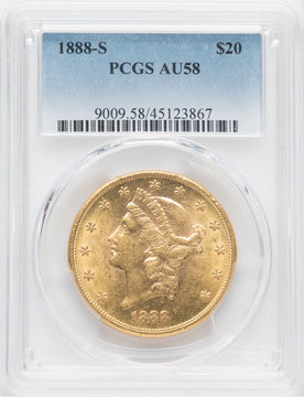 1888-S $20 Liberty Double Eagle PCGS AU58