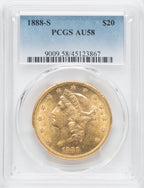 1888-S $20 Liberty Double Eagle PCGS AU58