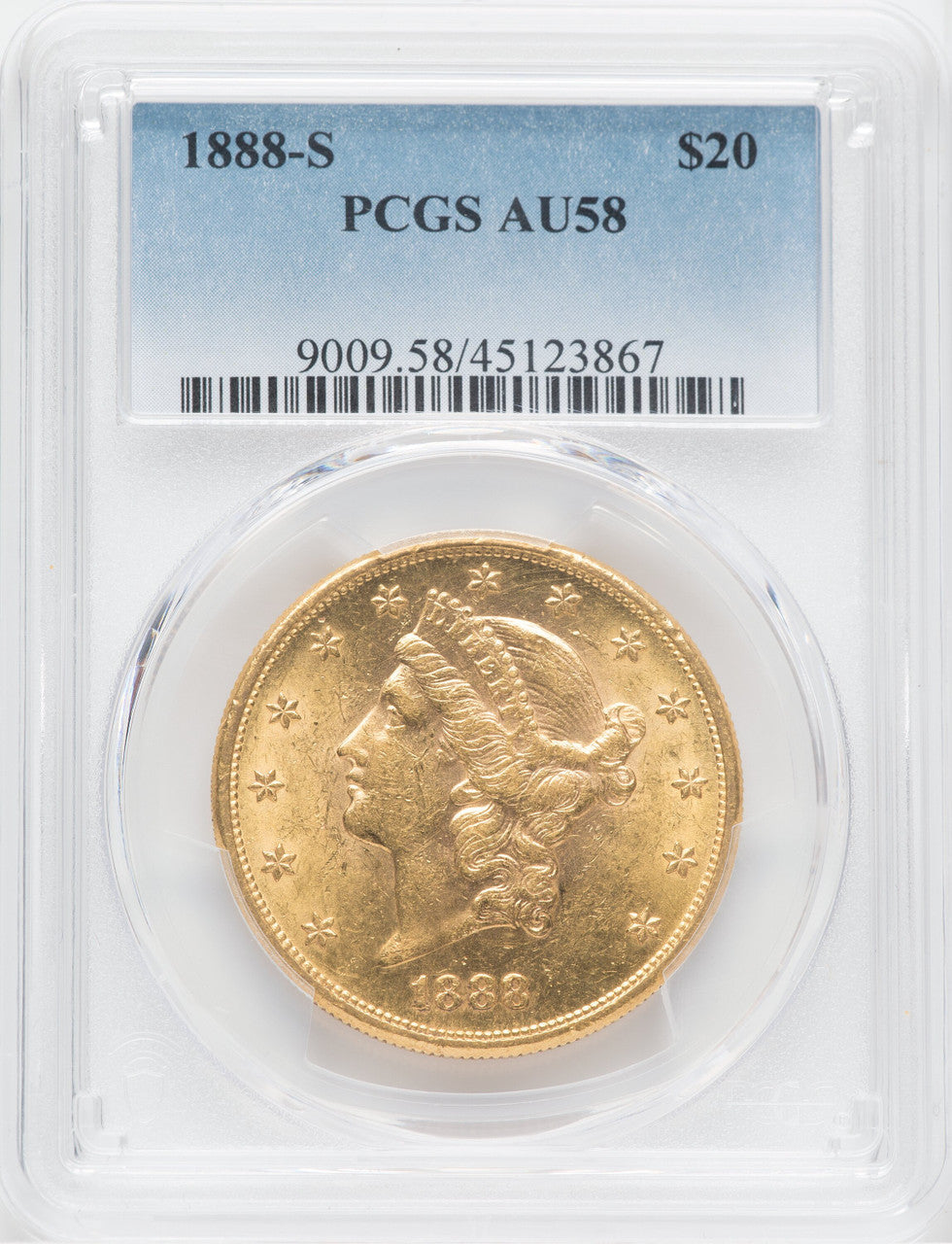 1888-S $20 Liberty Double Eagle PCGS AU58