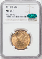 1910-D $10 Indian Eagle NGC MS64+ CAC
