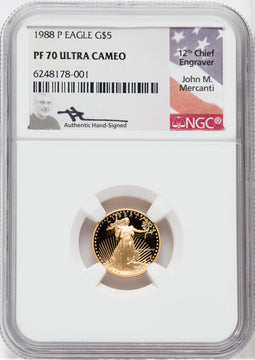 1988-P $5 Tenth-Ounce Gold Eagle NGC PF70