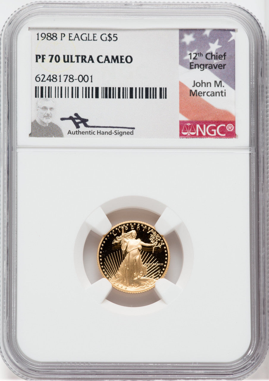 1988-P $5 Tenth-Ounce Gold Eagle NGC PF70
