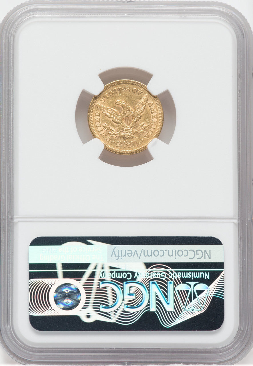 1859 $2.50 Old Rev. Liberty Quarter Eagle NGC AU53