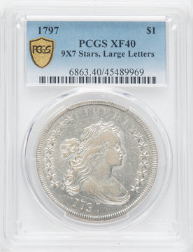 1797 S$1 9x7 Stars Large Letters Early Dollar PCGS XF40