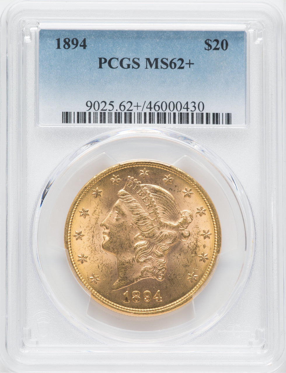 1894 $20 Liberty Double Eagle PCGS MS62+