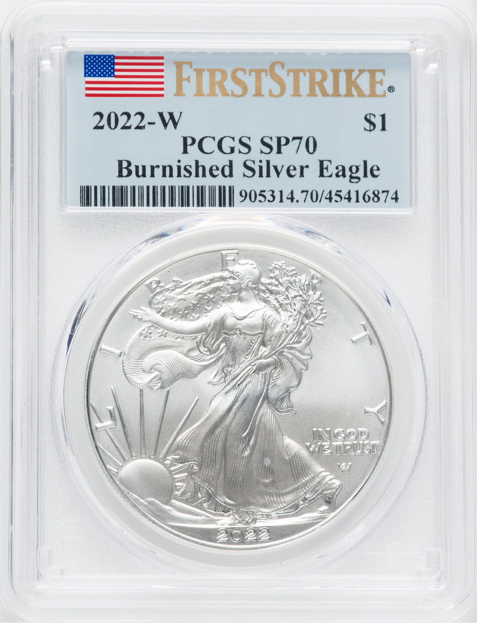 2022-W S$1 Silver Eagle Burnished FS SP PCGS MS70