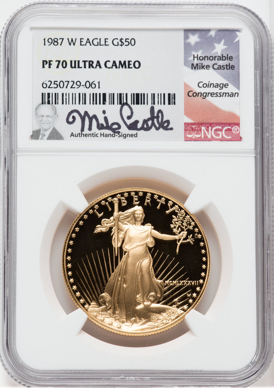 1987-W $50 One-Ounce Gold Eagle NGC PF70
