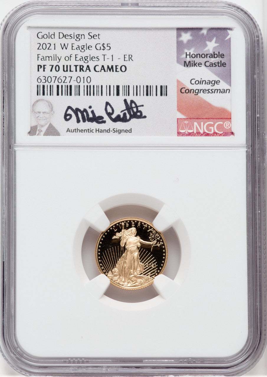 2021 $5  T1 Gold American Eagle PR NGC PF70