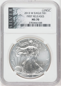 2013-W S$1 Silver Eagle Burnished First Strike SP NGC MS70