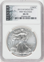 2013-W S$1 Silver Eagle Burnished First Strike SP NGC MS70