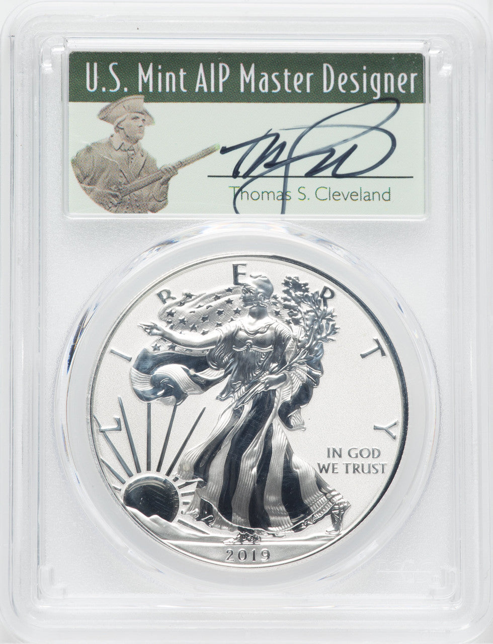 2019-S Enhanced Reverse Proof Silver Eagle FS PCGS PR70 Thomas Cleveland