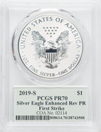 2019-S Enhanced Reverse Proof Silver Eagle FS PCGS PR70 Thomas Cleveland