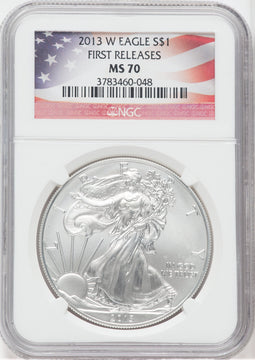 2013-W S$1 Silver Eagle Burnished First Strike NGC MS70