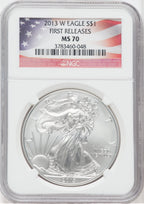 2013-W S$1 Silver Eagle Burnished First Strike NGC MS70