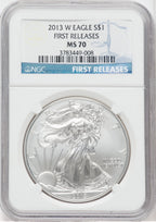 2013-W Silver Eagle Burnished First Releases NGC MS70