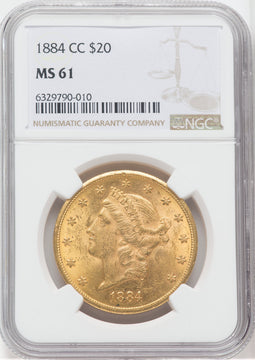 1884-CC $20 Liberty Double Eagle NGC MS61 (758771029)