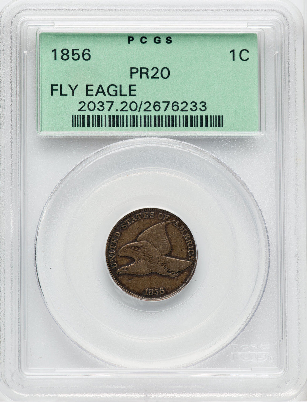 1856 1C Proof Flying Eagle Cent PCGS VF20