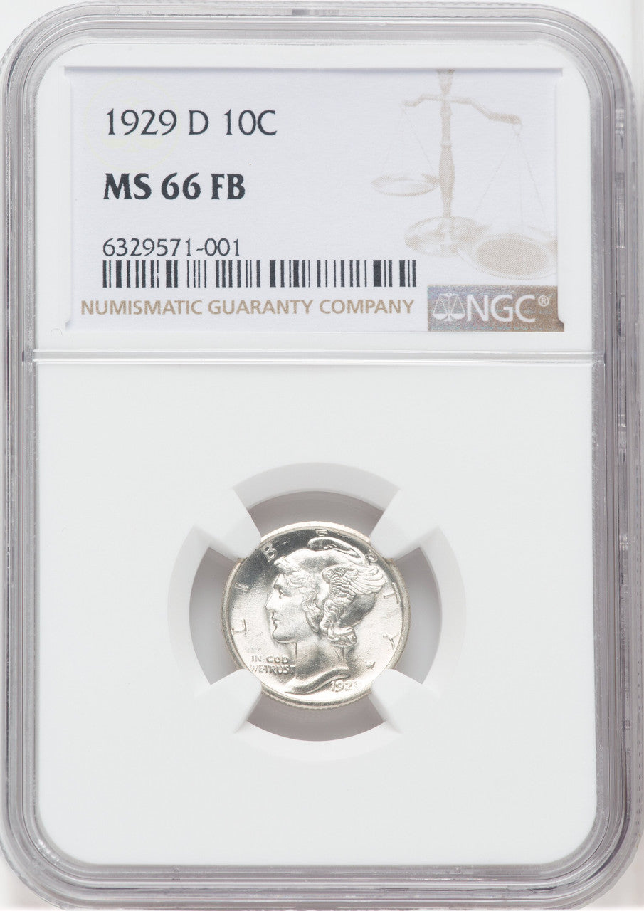 1929-D 10C FB Mercury Dime NGC MS66