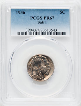 1936 5C Type One Satin Proof Buffalo Nickel PCGS PR67