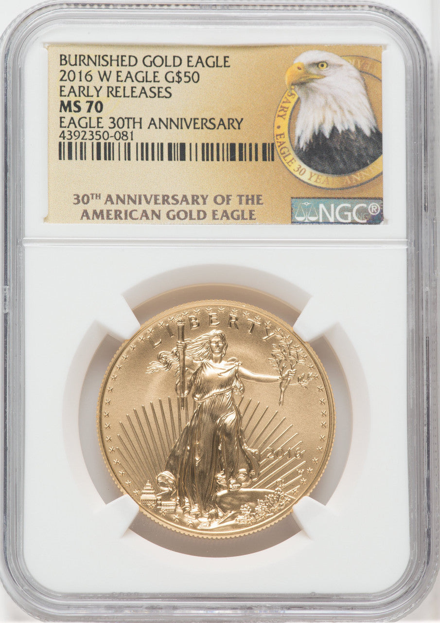 2016-W $50 One-Ounce Gold Eagle First Strike 30th Anniversary SP NGC MS70