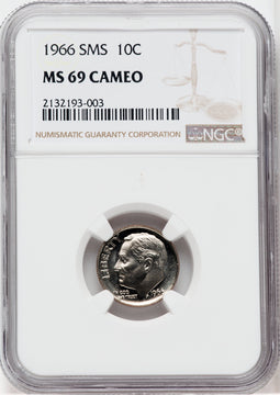 1966 10C SMS CA SMS Roosevelt Dime NGC MS69