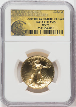 2009 $20 One-Ounce Gold Ultra High Relief First Strike NGC MS70
