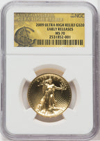 2009 $20 One-Ounce Gold Ultra High Relief First Strike NGC MS70