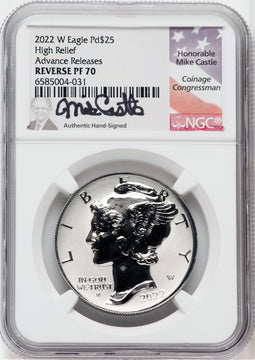 2022-W $25 Palladium Eagle Reverse Proof Advanced Release NGC PF70