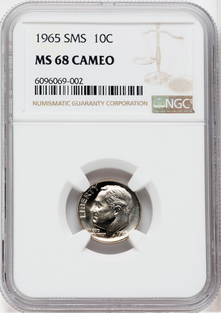 1965 10C SMS CA SMS Roosevelt Dime NGC MS68