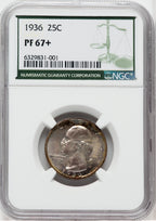 1936 25C NGC Plus Proof Washington Quarter NGC PR67+
