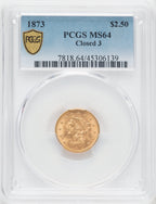 1873 $2.50 Closed 3 Liberty Quarter Eagle PCGS MS64