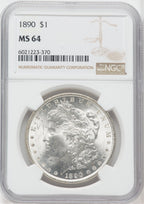 1890 $1 Morgan Dollar NGC MS64