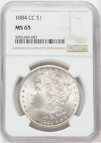 1884-CC $1 Morgan Dollar NGC MS65