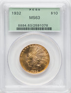 1932 $10 Indian Eagle PCGS MS63