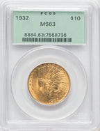 1932 $10 Indian Eagle PCGS MS63