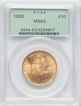 1932 $10 Indian Eagle PCGS MS63