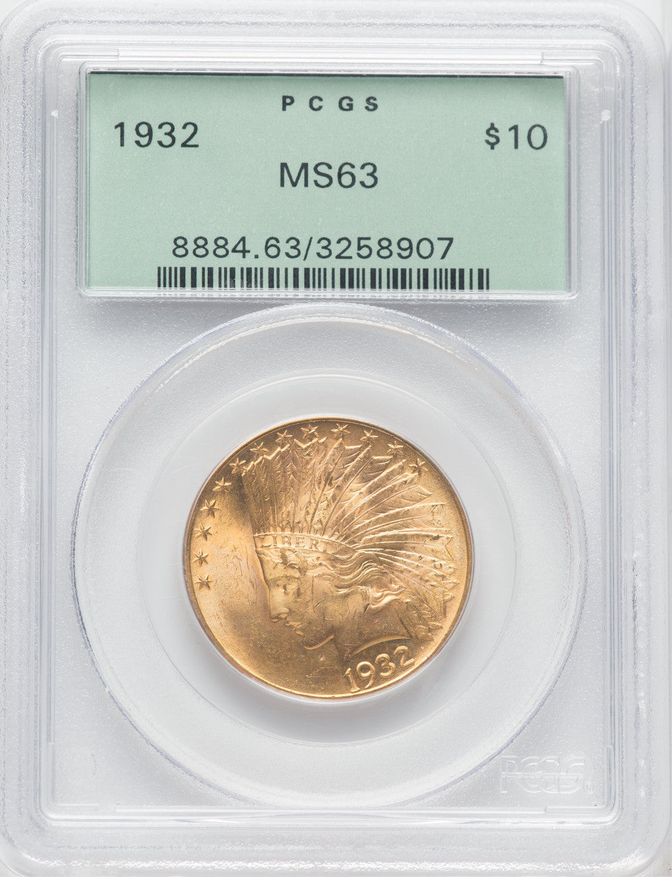 1932 $10 Indian Eagle PCGS MS63
