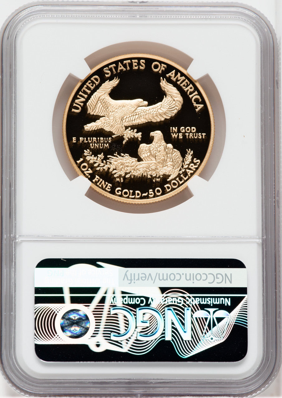 2021-W $50 One Ounce Gold Eagle Type One Mike Castle Signature NGC PF70