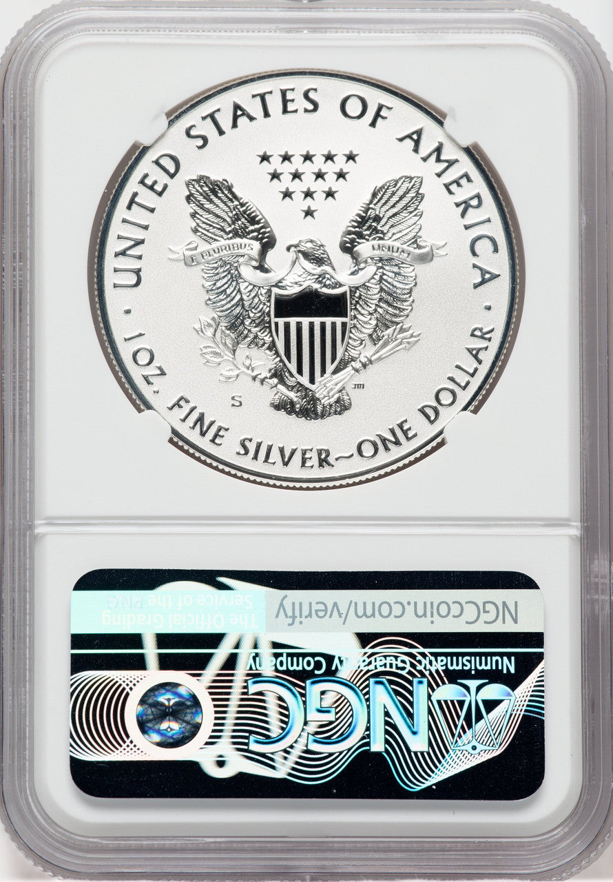 2019-S S$1 Silver Eagle Enhanced Reverse Proof Kenneth Bressett NGC PF70