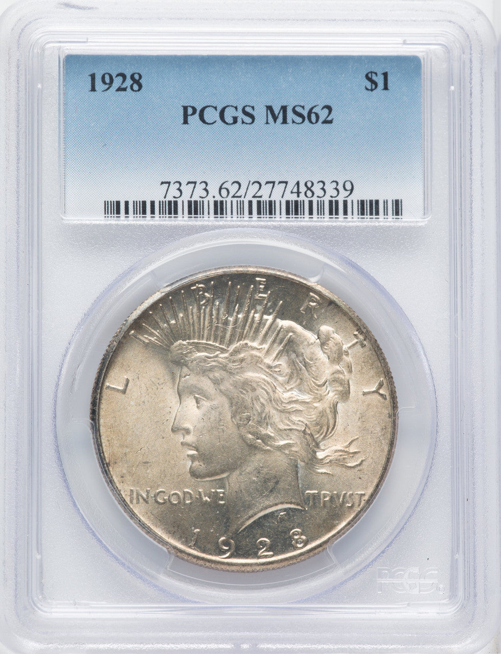 1928 $1 Peace Dollar PCGS MS62