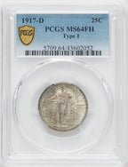 1917-D Type One FH Standing Liberty Quarter PCGS MS64