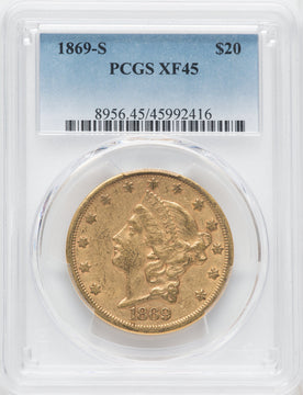 1869-S $20 Liberty Double Eagle PCGS XF45
