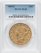 1869-S $20 Liberty Double Eagle PCGS XF45