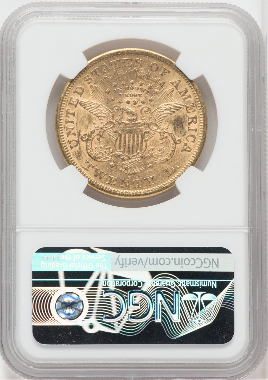 1871-S $20 Liberty Double Eagle NGC AU55