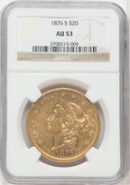 1876-S $20 Liberty Double Eagle NGC AU53