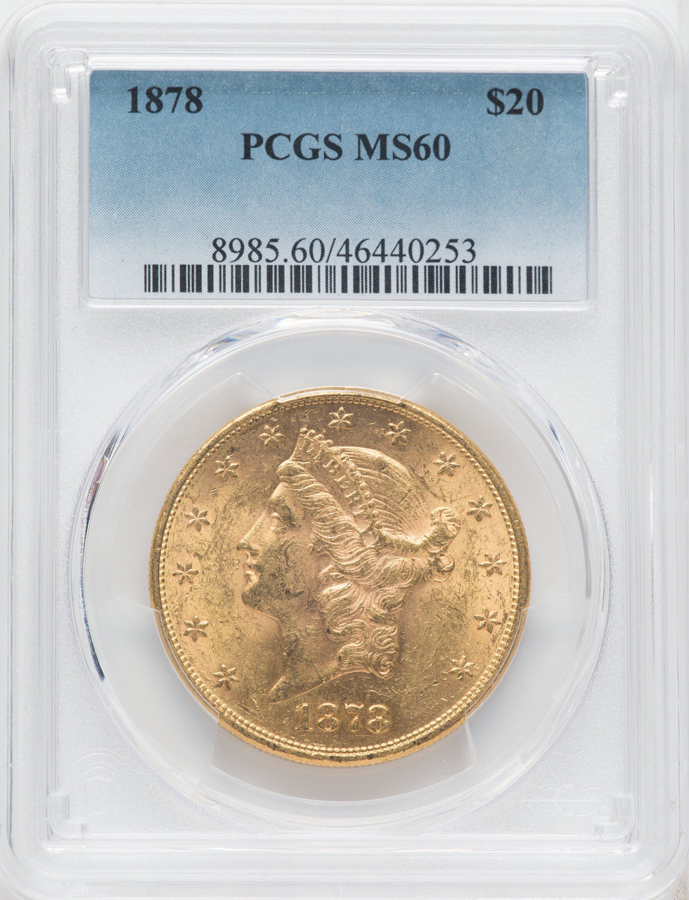 1878 $20 Liberty Double Eagle PCGS MS60